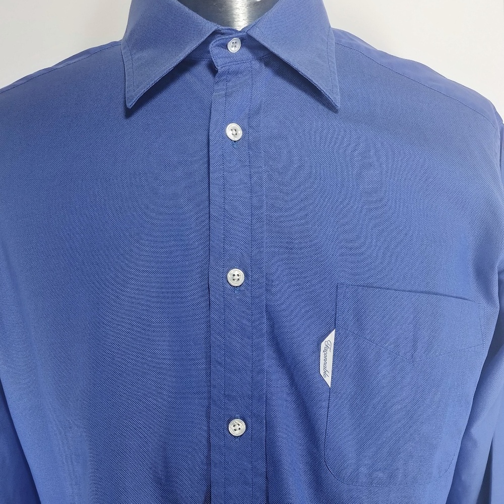 Faconnable USA Blue Button Down Sz 16.5 Long